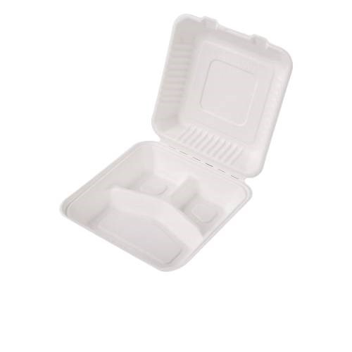 甘蔗渣 可降解8"三格餐盒1000ml(25個)