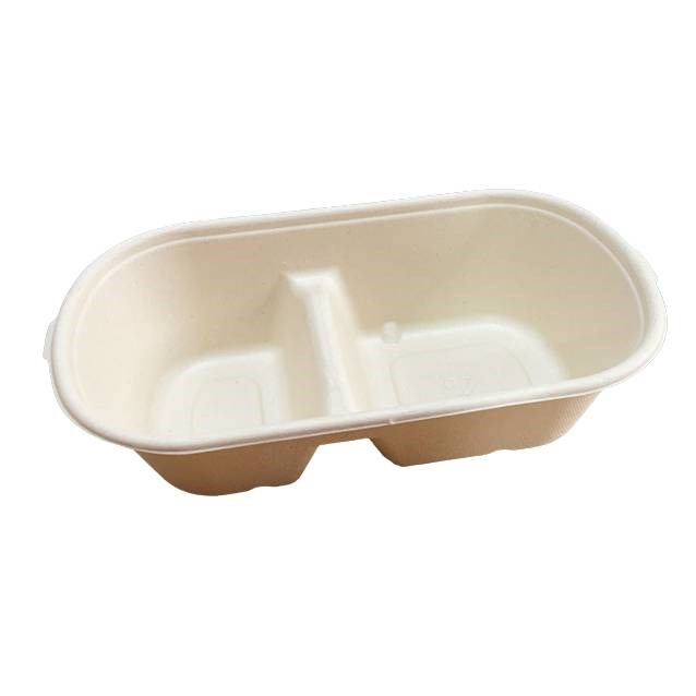 甘蔗渣 可降解兩格輕食盒(50個)1000ml