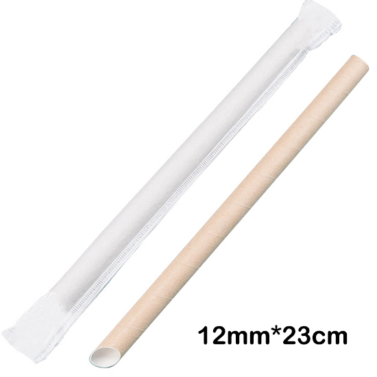 Bubbly Boba CIndividual Pack Paper Bubble Tea Straw Long 100pcs (12mm*23cm)