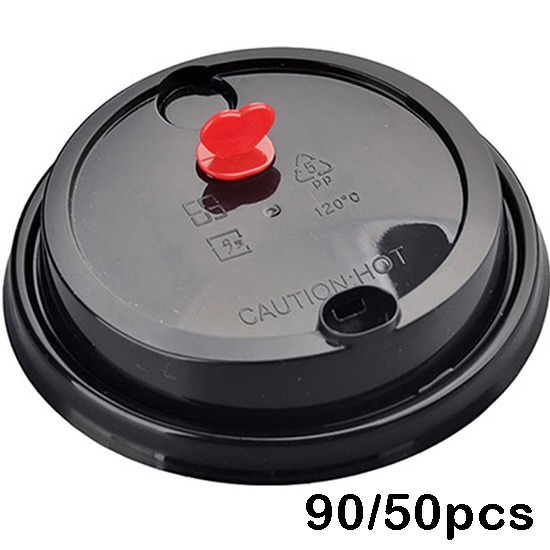 PP90 Black Leak-Proof Lid with Red Heart 500pcs